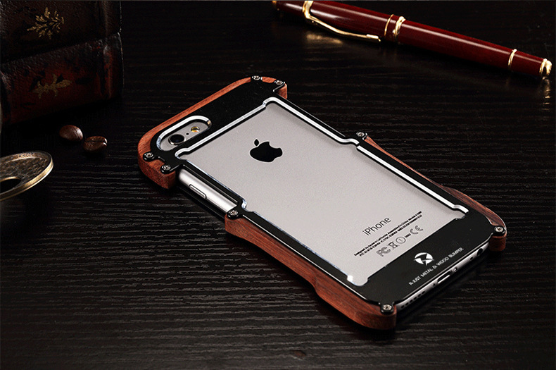 R-Just Light Slim Timber Aluminum Metal Wood Bumper Case Cover for Apple iPhone 6S Plus/6 Plus & iPhone 6S/6