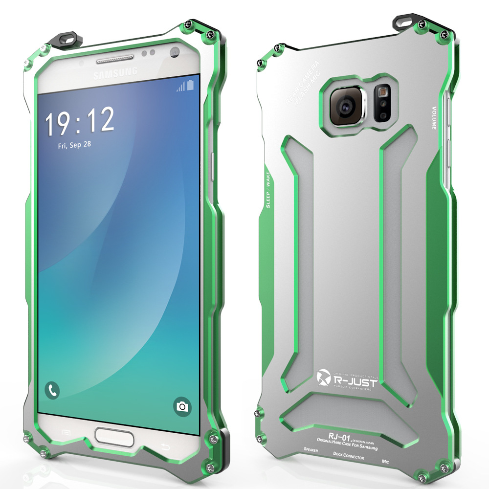 R-Just Gundam Aerospace Aluminum Contrast Color Shockproof Metal Shell Outdoor Protection Case for Samsung Galaxy Note 5