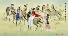 44-458字画 国画 室内装饰画 人物仕女踏春图 高仿画芯批发可定制