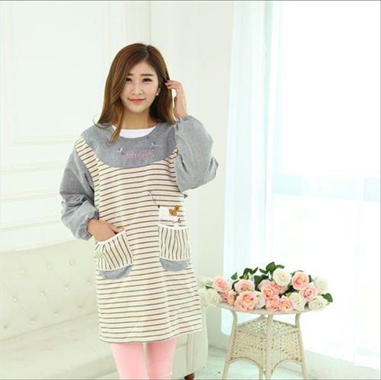 Nuevo estilo coreano lindo moda ropa anti-espalda manga larga delantal cocina anti-vestirse delantal kindergarten overoles