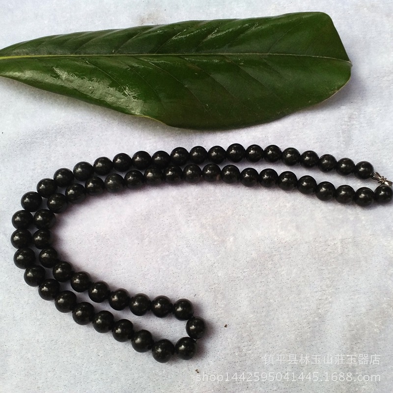 natural Ink jade Necklace Greenstone Magnet 10 Mm Necklace Pendant Factory wholesale