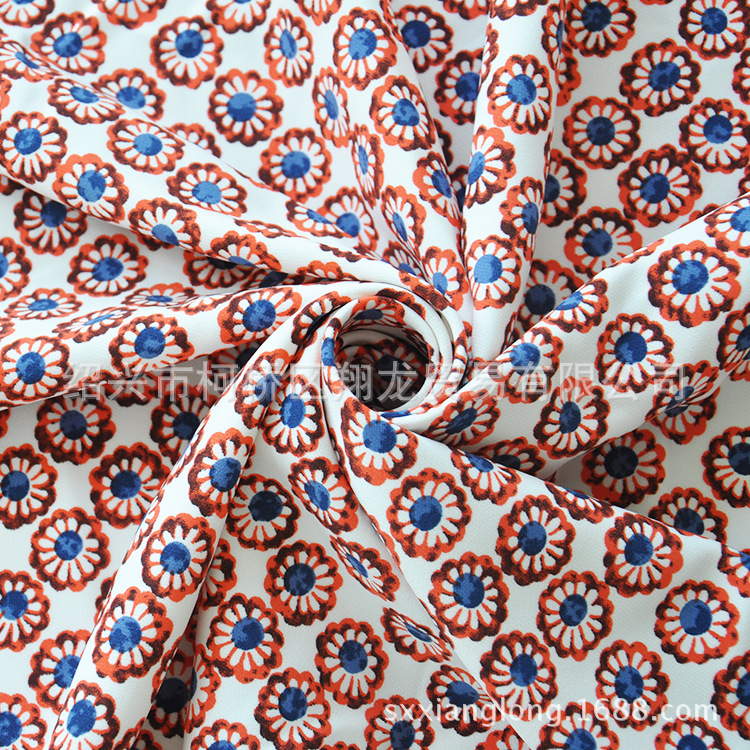 【翔龙印花 XL四面弹-208】现货直供 几何少淑女碎花弹力女装面料