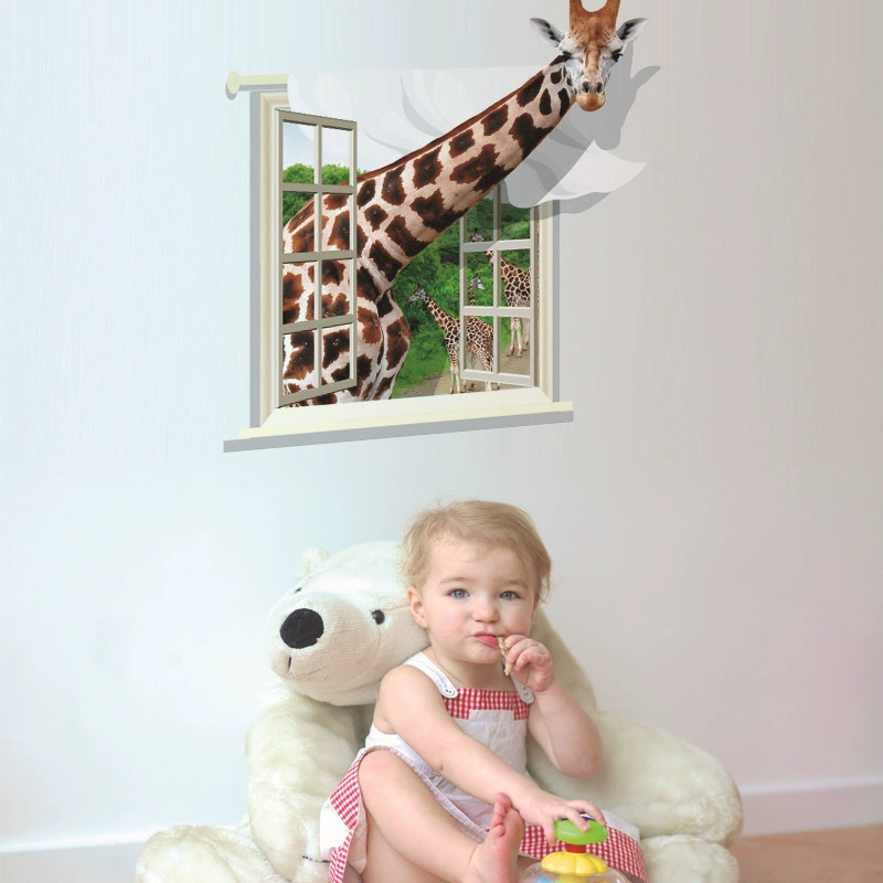 Factory direct selling 3D giraffe bedroom Children's room third generation can remove wall stickers DLX0786