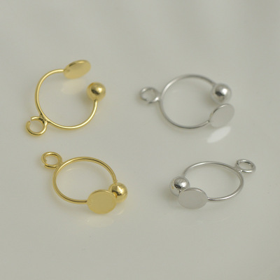 DIY Earring Accessories disk Patch Ear clip Jewelry silvery Pierced ears Ear clip invisible Earrings