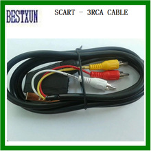 1.2米 7mm圆线 镀镍 SCART-3RCA线 SCART转AV RCA注塑头