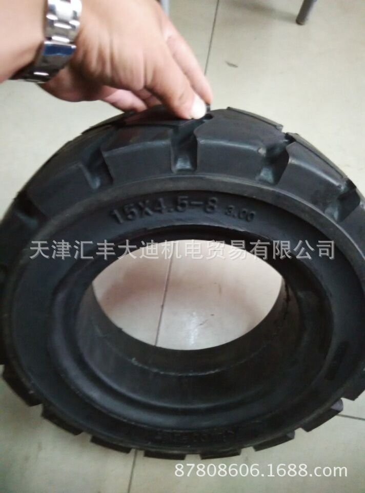 电瓶叉车实心轮胎拖车配套实心轮胎扫地机配套15x4.5-8实心轮胎