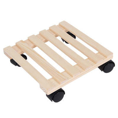 方形移动实木花架/花托/松木置物架/带转向轮/庭院用品|ru