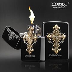 Wholesale Hong Kong ZORRO brand copper shell stamped windproof kerosene lighter fuel machine