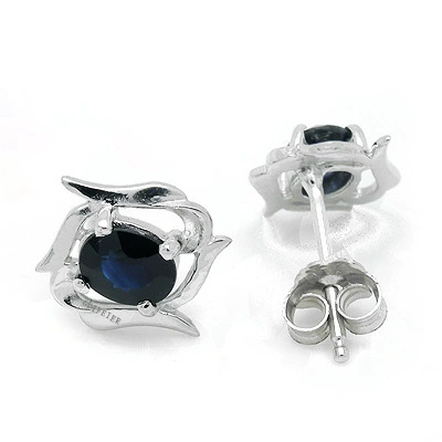 Jewelry, sapphire earrings, silver 925 sample