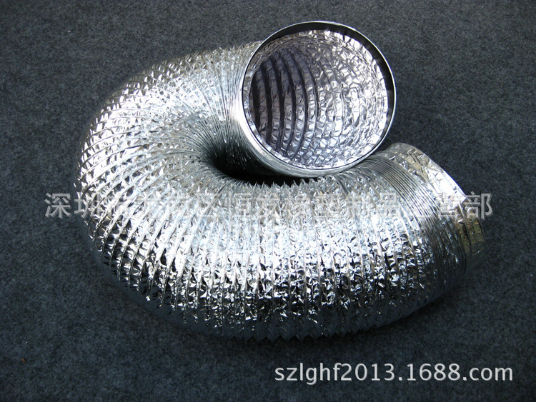 厨房抽烟机排烟管铝箔双层风管耐高温抽烟风管通风伸缩软管50-500