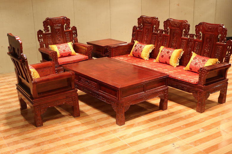 新款古典仿古沙发 客厅实木沙发 单人三人组合沙发 香樟木沙发