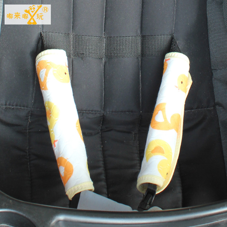 嘟来嘟玩宝宝推车安全软套空气棉长边绑带口水巾婴儿推车护肩围嘴|ru