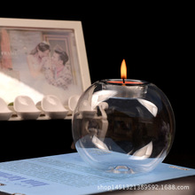 浪漫家居玻璃蜡烛台 欧式透明水晶玻璃烛台
