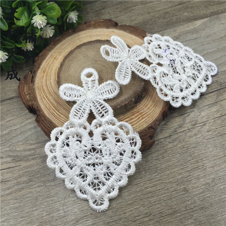 5*7.5cm 白色涤纶丝耳环布贴蕾丝刺绣贴花diy批发装帽子贴花