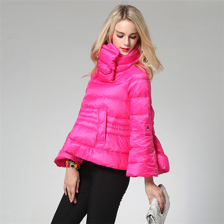 Women's Clothing Down jacket for women, winter style, fashionable white duck down, A line, large size, light, warm, high necked down jacket_voghion.com