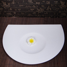 酒店餐具 西餐廳冷菜盤 12寸半圓形平盤壽司盤糕點盤