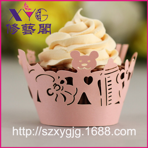 镂空紙杯 蛋糕紙圍邊 烘焙小熊花邊 杯子蛋糕 紙托批發