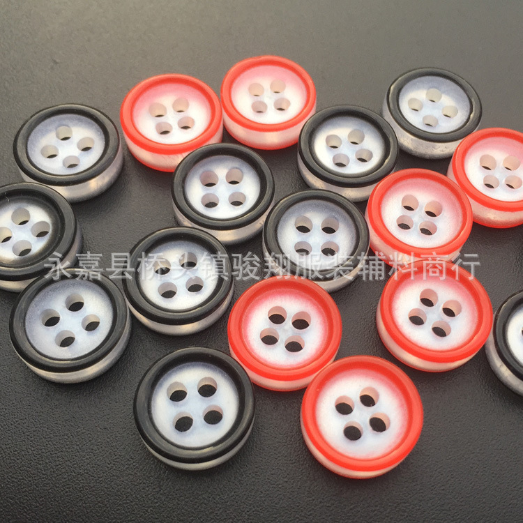 Factory Four Eyes Resin Thin Edge Shirt Button Red and Black Edge Transparent Polo Shirt Button Children's Button