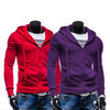 The new solid drawstring pocket zipper mens jacket British fashion Hoodie