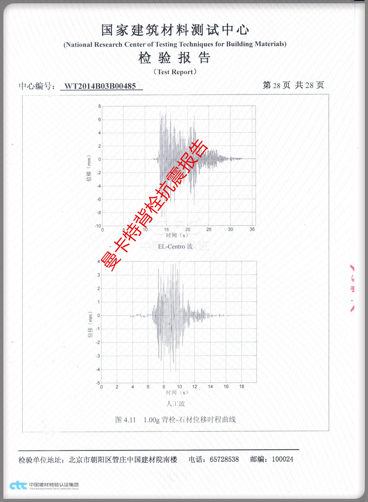 曼卡特316不锈钢敲击式背栓抗震报告