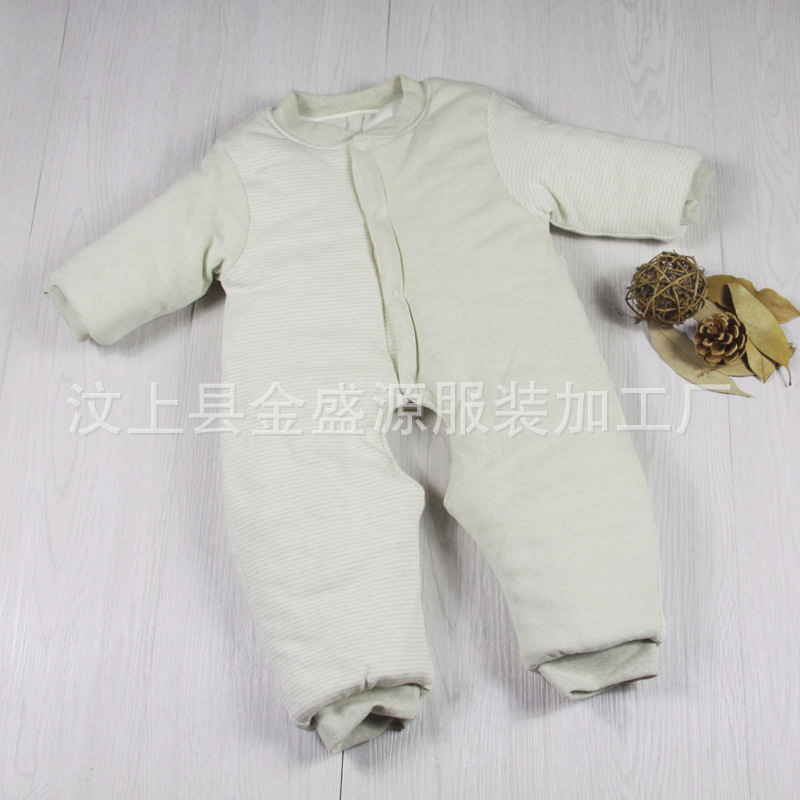廠傢直銷  嬰兒彩棉  冬季新款  加厚開檔連身衣