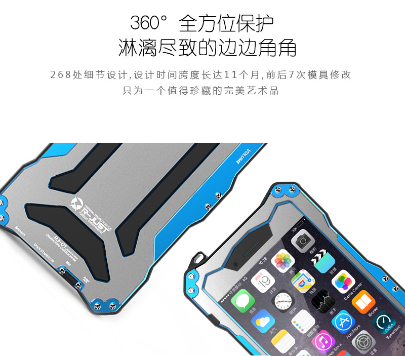 R-Just Gundam Water-resistant Shockproof Dirt-proof Snow-proof Premium Armor Heavy Duty Metal Protective Case Cover for Apple iPhone 5S/5/SE