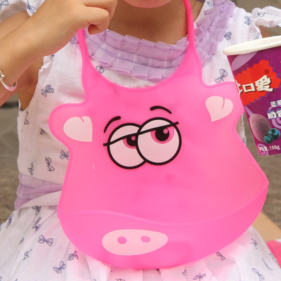 嘟来嘟玩加大款卡通硅胶婴幼儿防水围嘴饭槽自然下垂宝宝大号饭兜