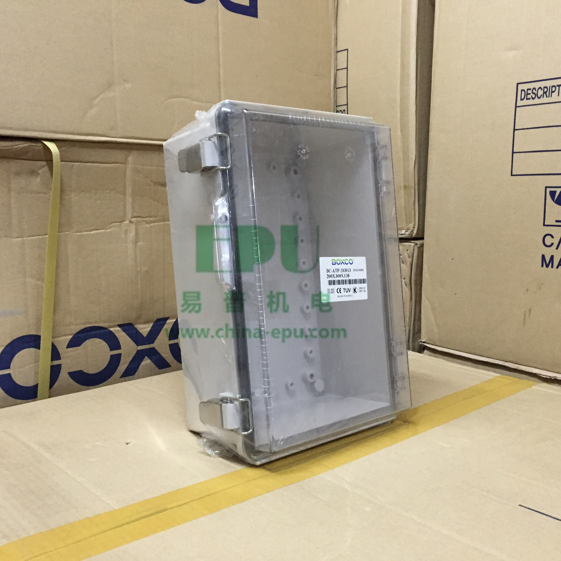 销售韩国BOXCO（P型）透明门塑料防水配电箱200x300x130户外防水