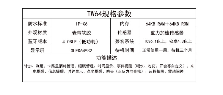 Tw64 heart rate Bracelet