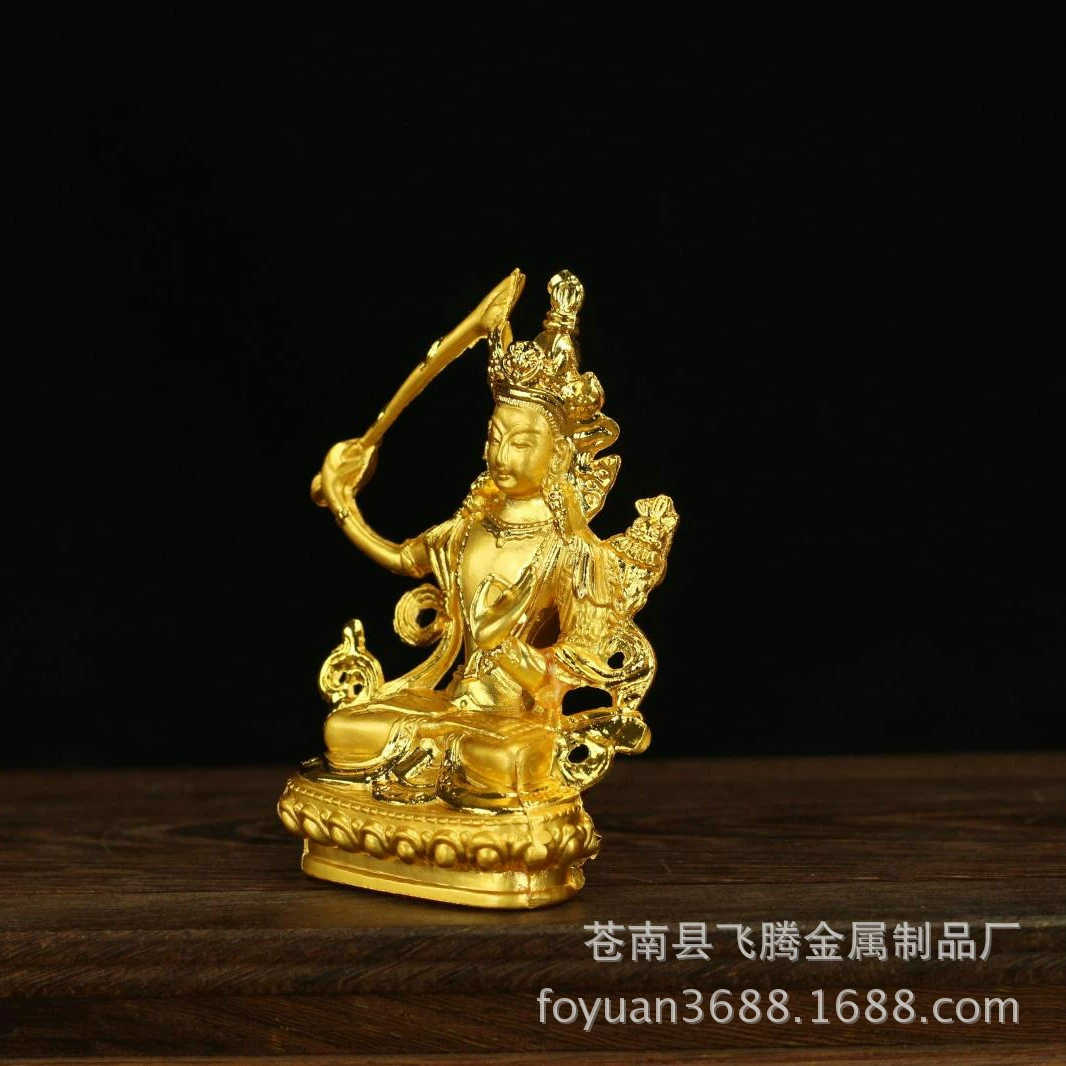 Nepal craftsmanship double -color gold plating alloy Manjushri Bodhisattva wholesale