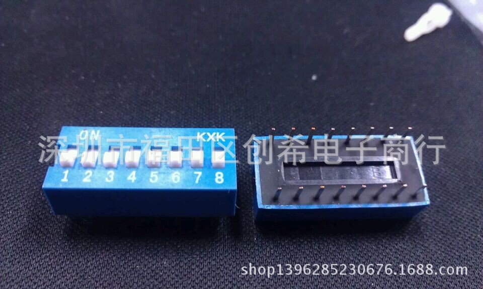 蓝色 8位拨码开关  拨动开关  2.54mm脚距