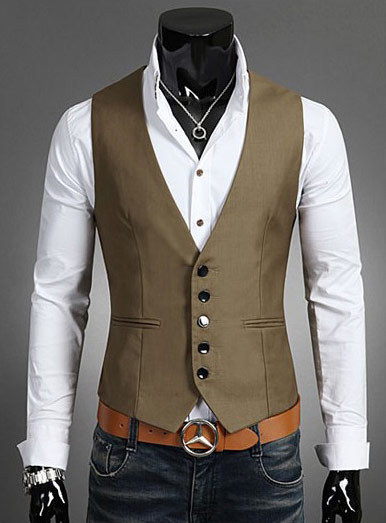 Quick sell through wish men's Korean slim suit waistcoat solid color multi button vest fashionable men's Vest coat