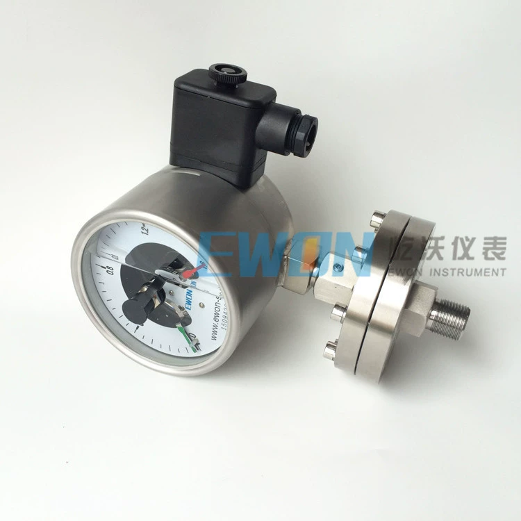 Поставка ДИАФРАГМЕННОГО ТИПА Электрический контактный манометр из нержавеющей стали Электрический контактный мембранный манометр YXC-100BF/мл