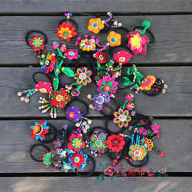 云南民族风缝制饰品 布艺头花头绳 发圈随机发货