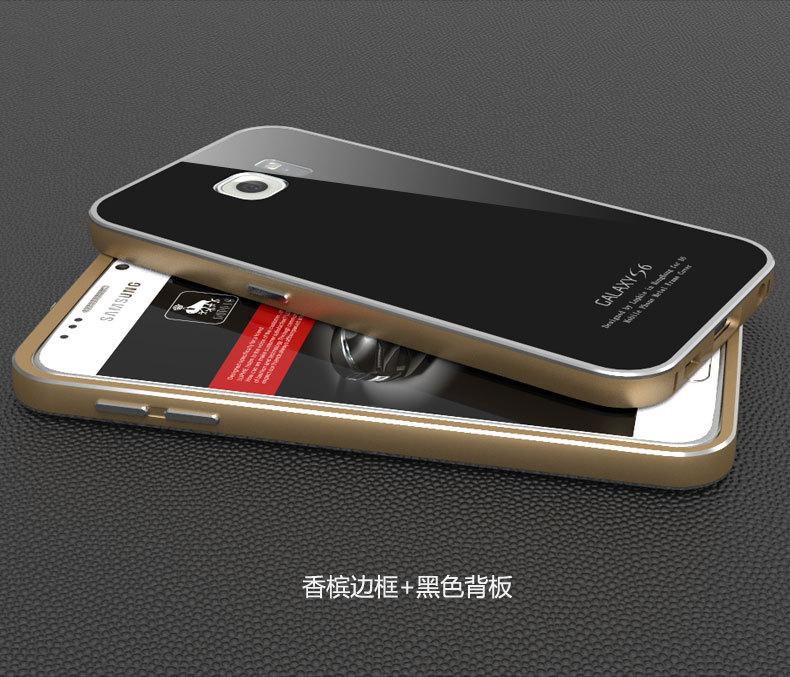 Luphie Aircraft Aluminum Metal Frame 9H Tempered Glass Back Cover Case for Samsung Galaxy S6 G9200