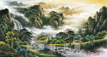 44-108国画字画 曾刚山水客厅办公室装饰画源远流长 高仿画芯批发