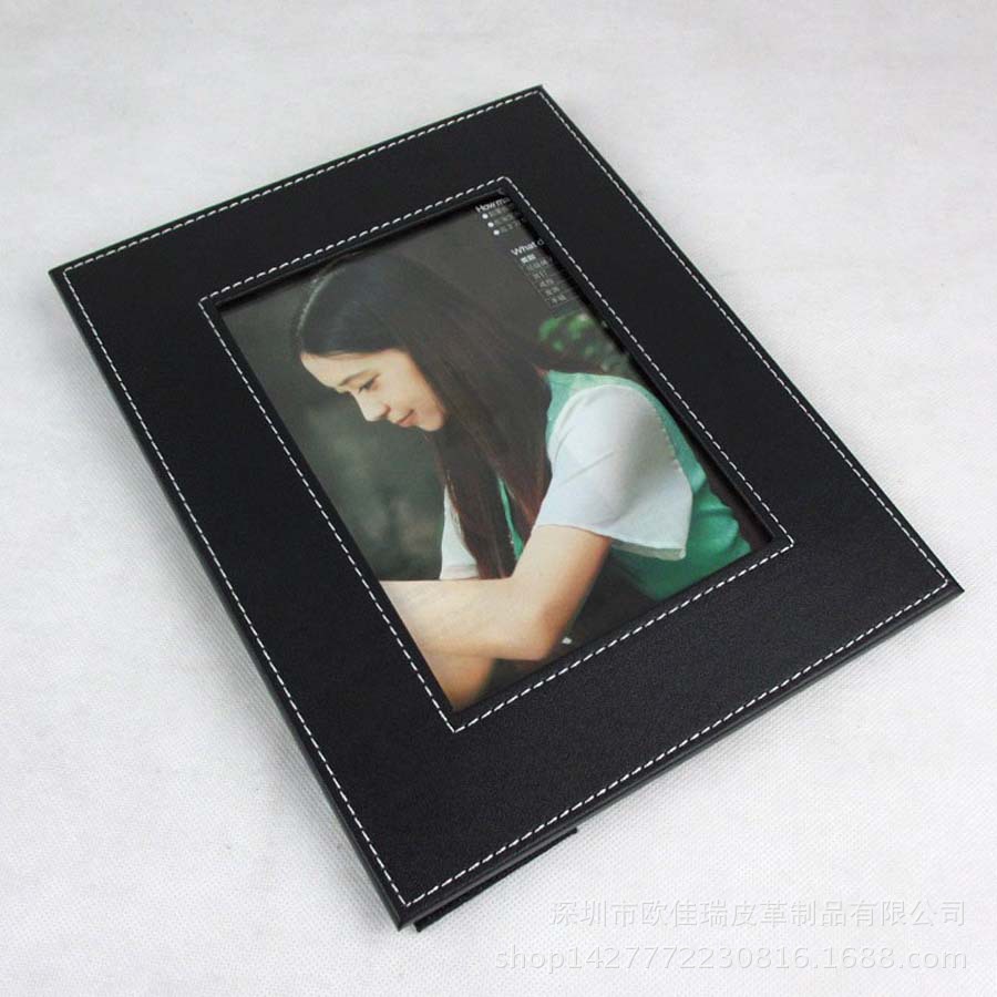 皮相框 创意相架 简约现代6寸7寸8寸10寸PU摆台照片框|ru