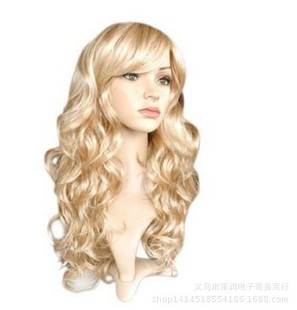 Foreign trade cos European and American wigs wigs long curly hair cosplay color animation golden wig spot wholesale