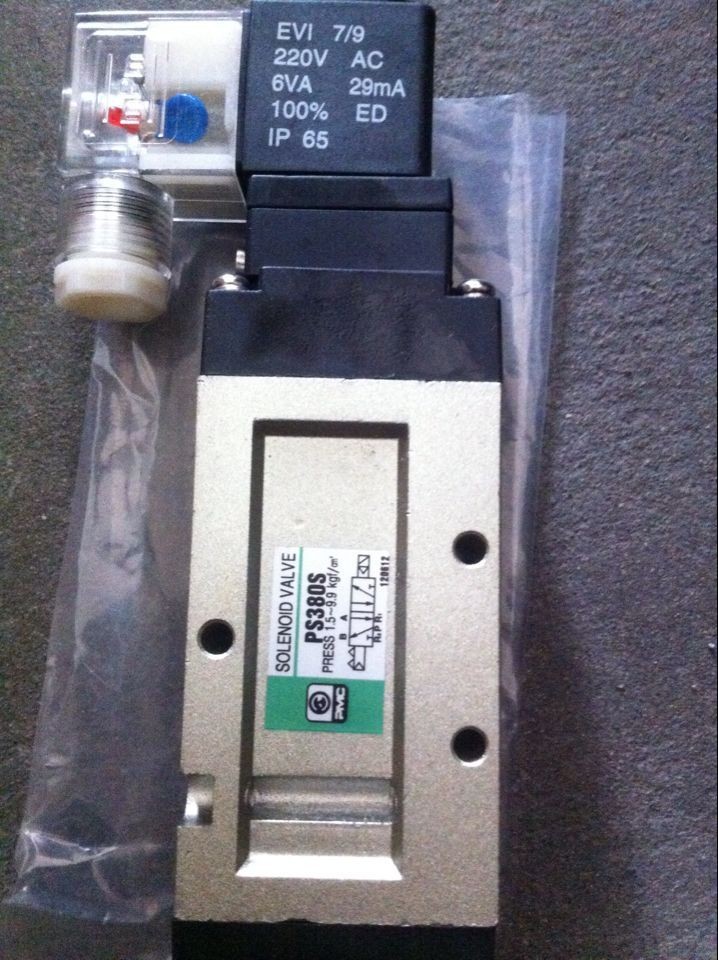 先导式电磁换向阀PMC韩国PS380S PS380D二位五通气动AC220V DC24V