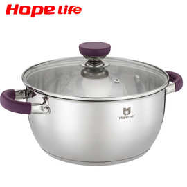 不锈钢汤锅复合底电磁炉双耳加厚炖锅定制厨房用品多功能无涂层红