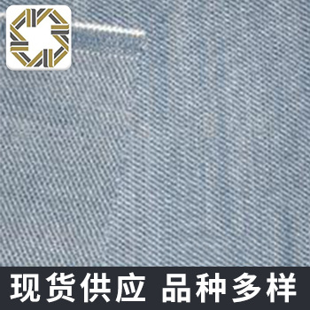 供应粗斜纹涤棉牛仔布面料加厚蓝色印花牛仔裤牛仔时尚工装原布