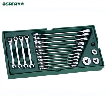 现货SATA世达工具 工具托组套-19件全抛光两用快扳 09908