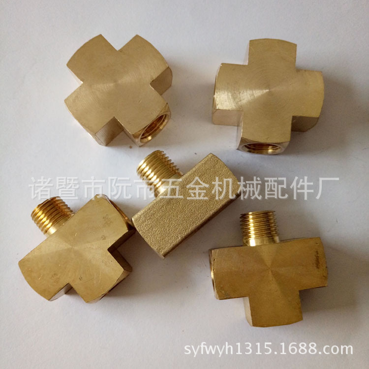 供应三内一外十字方块四通内外G螺纹1/8 1/4 接口 NPT螺纹