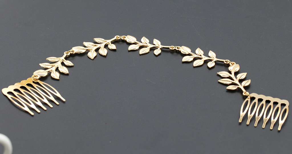 European And American Metal Chain Wild Leaves Hair Comb display picture 9