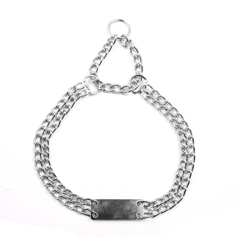 Pujiang Тройная Регулировка Цепное Шейное кольцо Хромированные товары для домашних животных Регулировка ошейника для собак Железная пластина