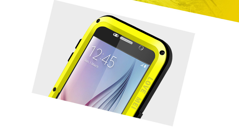 LOVE MEI Powerful Water Resistant Shockproof Dust/Dirt/Snow Proof Aluminum Metal Outdoor Heavy Duty Case Cover for Samsung Galaxy S6