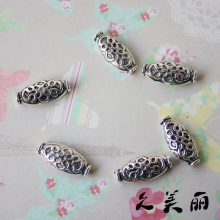 DIY复古合金饰品配件批发古银色15*7MM合金长形小孔珠小饰品P0216
