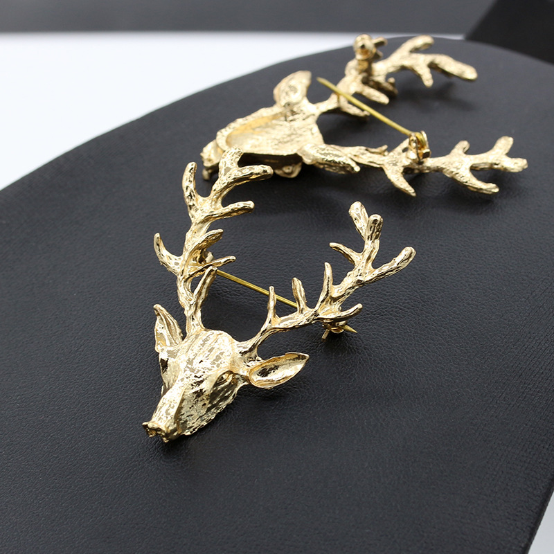 Broche De Alce Golden Antlers Christmas Gift Pin Accesorios Fawn Christmas Gift Wholesale display picture 5