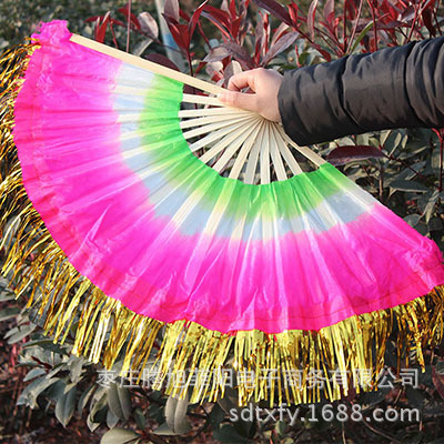 Tricolor Phnom Penh Fan Yellow edge)Dance fan Sided fan Younger fans Dance fan Dancing fan Manufactor wholesale