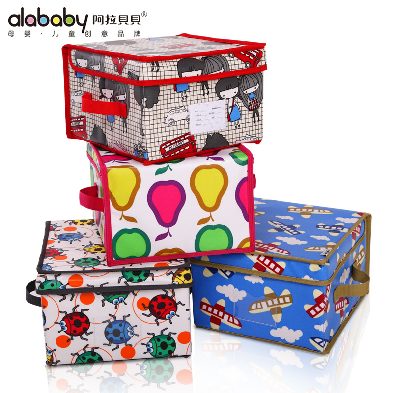阿拉贝贝 卡通帆布 多功能可折叠 儿童收纳盒 储物盒 玩具收藏箱|ms